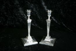 PAIR OF ANTIQUE SILVER TAPERED CANDLESTICKS. APPROX 1KG. SHEFFIELD. 10.75 INCHES HIGH