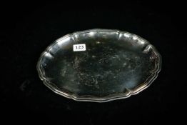 SILVER OVAL TRAY. 345 GRAMS. 11.75' LONG. CONTINENTAL.