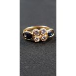 18 CARAT YELLOW GOLD DIAMOND & SAPPHIRE RING WITH CIRCA HALF CARAT OF DIAMONDS