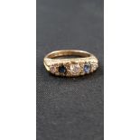 18 CARAT YELLOW GOLD SAPPHIRE & DIAMOND RING WITH CIRCA 0.45 CARAT OF DIAMONDS