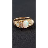 18 CARAT YELLOW GOLD OPAL & DIAMOND RING