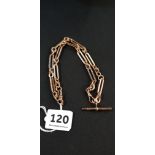 9 CARAT GOLD ALBERT CHAIN WITH EACH LARGE LINK STAMPED - CIRCA 43 GRAMS