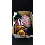 BOX LOT OF MEDAL RIBBONS ETC