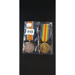 PAIR OF WORLD WAR 1 MEDALS - 26409 GNR F.STOBART R.A