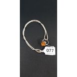 SILVER CHAIN WITH SILVER & AMBER RING
