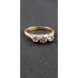 18 CARAT YELLOW GOLD 3 STONE DIAMOND RING WITH 0.75 CARAT OF DIAMONDS