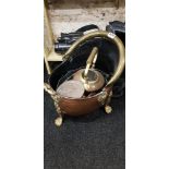 COPPER COAL SCUTTLE AND OTHER BRASS ITEMS