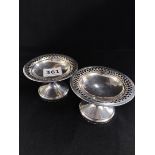 PAIR OF ANTIQUE SILVER BON BON DISHES 216GRAMS