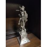 ANTIQUE SILVER PLATE FIGURE KNIGHT ON DRAGON