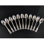 11 SILVER TEASPOONS KINGS PATTERN FROM THE ESTATE OF THE LATE LORD LURGAN - LONDON 1853/54 GEORGE