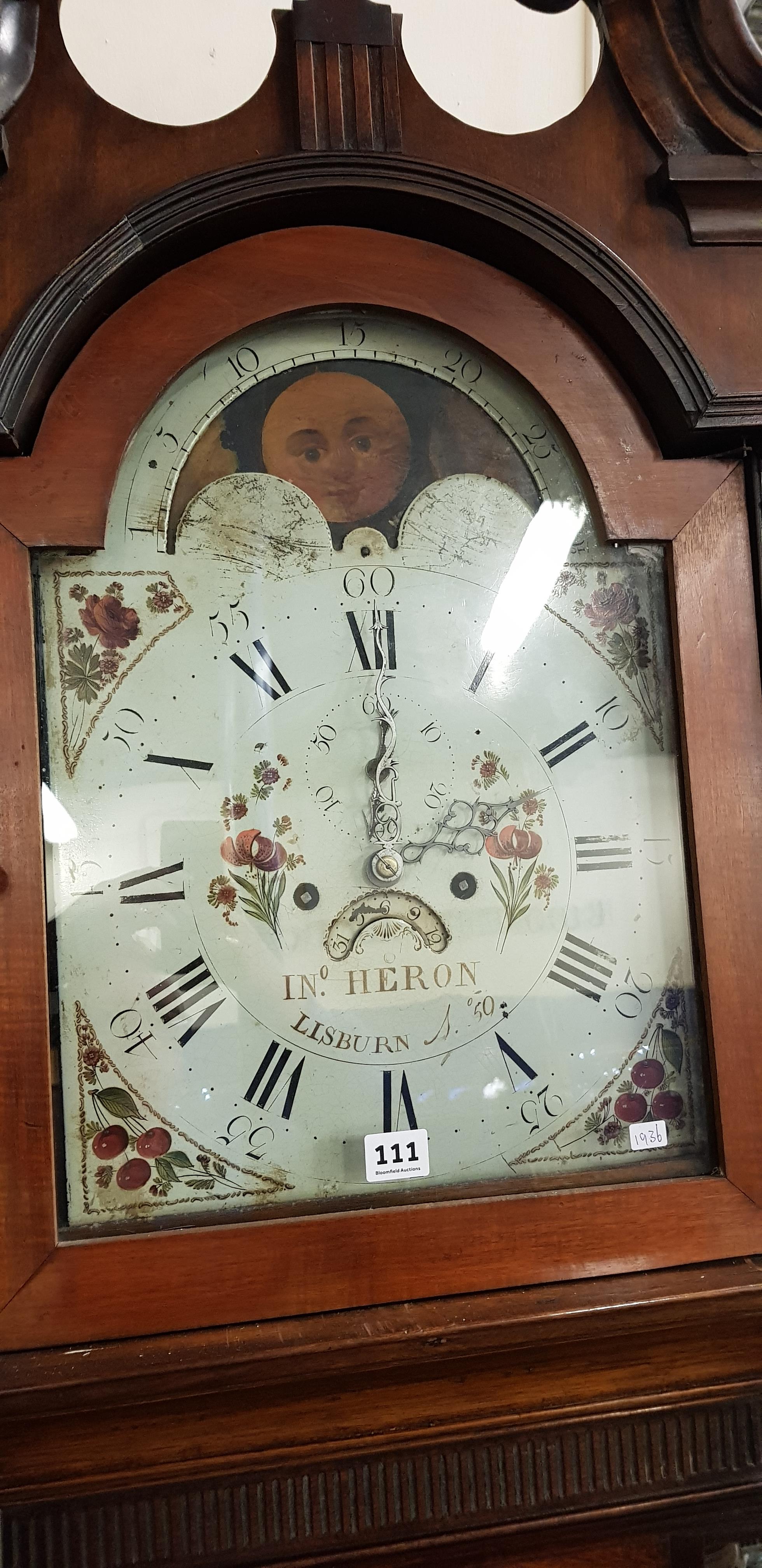 ANTIQUE MAHOGANY LONG CASED CLOCK WITH MOON DIAL- HERON, LISBURN - Image 2 of 4