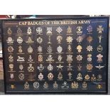FRAMED POSTER OF THE CAP BADGES OF THE BRITISH ARMY