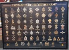 FRAMED POSTER OF THE CAP BADGES OF THE BRITISH ARMY