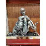 ART DECO BRONZE FIGURE SET ON MARBLE BASE SIGNED P,SEGA FRANCE