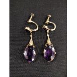 PAIR OF VICTORIAN GOLD & AMETHYST EARRINGS (TESTS TO)