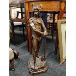 LARGE BRONZE SCULPTURE OF A WARRIOR SIGNED DEBUT - PLAQUE READS SALON DES BEAUX-ARTS PAR DEBUT (PRIX