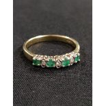 9CT GOLD EMERALD AND DIAMOND RING 2 GRAMS