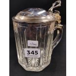 VICTORIAN GLASS & SILVER TANKARD