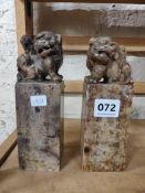 PAIR OF LARGE ANTIQUE SOAPSTONE ORIENTAL SEALS