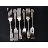 6 SILVER DESSERT FORKS - KINGS PATTERN SHEFFIELD 1935 - E.VINER 390g