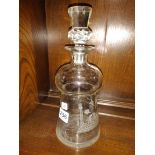 ANTIQUE MASONIC DECANTER AND STOPPER