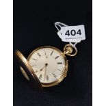 HALF HUNTER 18CT GOLD CHRONOGRAPH POCKET WATCH WITH DIAMOND STEM. PERFECT CONDITION AND WORKING,