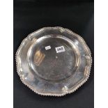 SOLID SILVER PLATE LONDON 1892/93 10' DIAMETER 619g