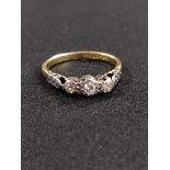 18CT GOLD AND PLATINUM 3 STONE DIAMOND RING 3 GRAMS