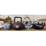 QUANTITY OF OLD TEAPOTS TO INCLUDE ORIENTAL A/F