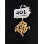 9CT GOLD OPENWORK BLOW FISH PENDANT/CHARM CIRCA 6.5G