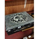 ORIENTAL MOTHER OF PEARL INLAID BOX - 13'X9.5'