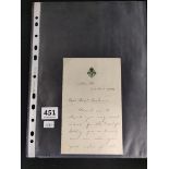 ROYAL IRISH CONSTABULARY LETTER DATED 1902