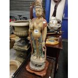 ANTIQUE WOOD AND PLASTER ORIENTAL FIGURE - 26'