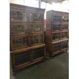 PAIR OF ANTIQUE OAK MINTY OXFORD MULTI DOOR BOOKCASES