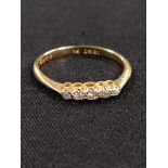 18CT YELLOW GOLD AND PLATINUM 5 STONE DIAMOND RING 2 GRAMS