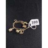 9CT GOLD CHARM BRACELET -APPROX 14G