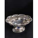 SILVER BON BON DISH ON PEDESTAL BASE - CHESTER 1912/13 HEIGHT 4' 267g