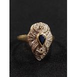 14CT GOLD SAPPHIRE AND DIAMOND RING 3 GRAMS