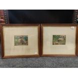 M RUSSELL - WATERCOLOUR - PAIR OF DOG PAINTINGS - 4.5 X 6