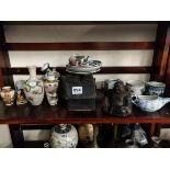 SHELF LOT OF ORIENTAL ITEMS