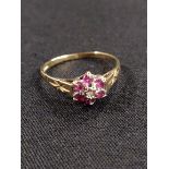 9CT GOLD RUBY AND DIAMOND RING