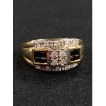 9CT GOLD SAPPHIRE AND DIAMOND RING 0.25CT DIAMONDS CIRCA 3.5G