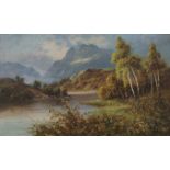 F HIDER - OIL ON CANVAS - AUTUMN IN THE TROSSACHS - 11.5' X 19.5'