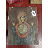 ANTIQUE OIL PAINTING ON PANEL - THE IMMACULATE CONCEPTION 9' X 7'