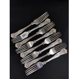 8 SILVER FORKS - KINGS PATTERN - SHEFFIELD 1933 LENGTH 8' 704g