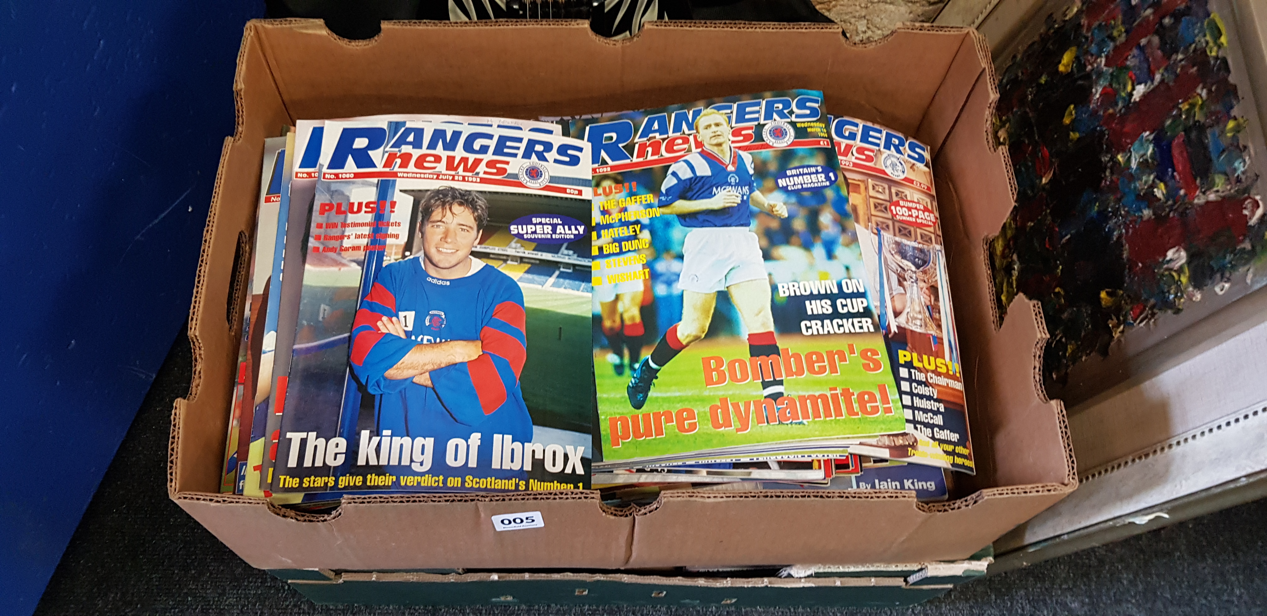 2 BOXES OF RANGERS MAGAZINES ETC