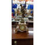 ANTIQUE FRENCH FIGURE MANTLE CLOCK