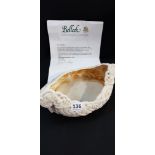 UNUSUAL BELLEEK CELTIC FRUIT DISH WITH VALUATION FROM BELLEEK POTTERY