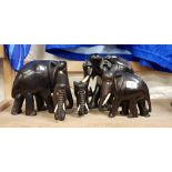 SET OF EBONY AND IVORY ELEPHANTS