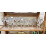 LARGE SHELF LOT OF WATERFORD AND OTHER CUT GLASS